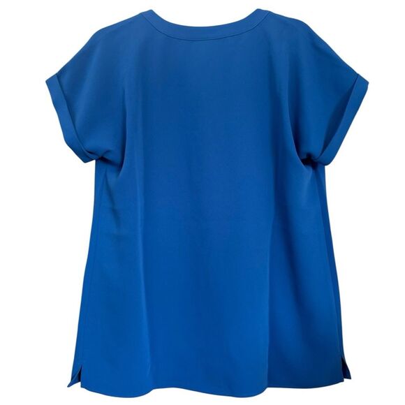 J. Jill Wearever Royal Blue Popover Short Sleeve Tunic Blouse Shirt Size S, NWT - Picture 2 of 6